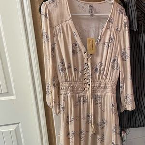 New beige floral dress